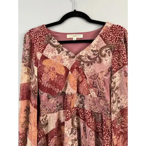 NWT Rewind Surplice Paisley Patchwork Print Balloon Sleeve Peasant Dress Small - Picture 4 of 9